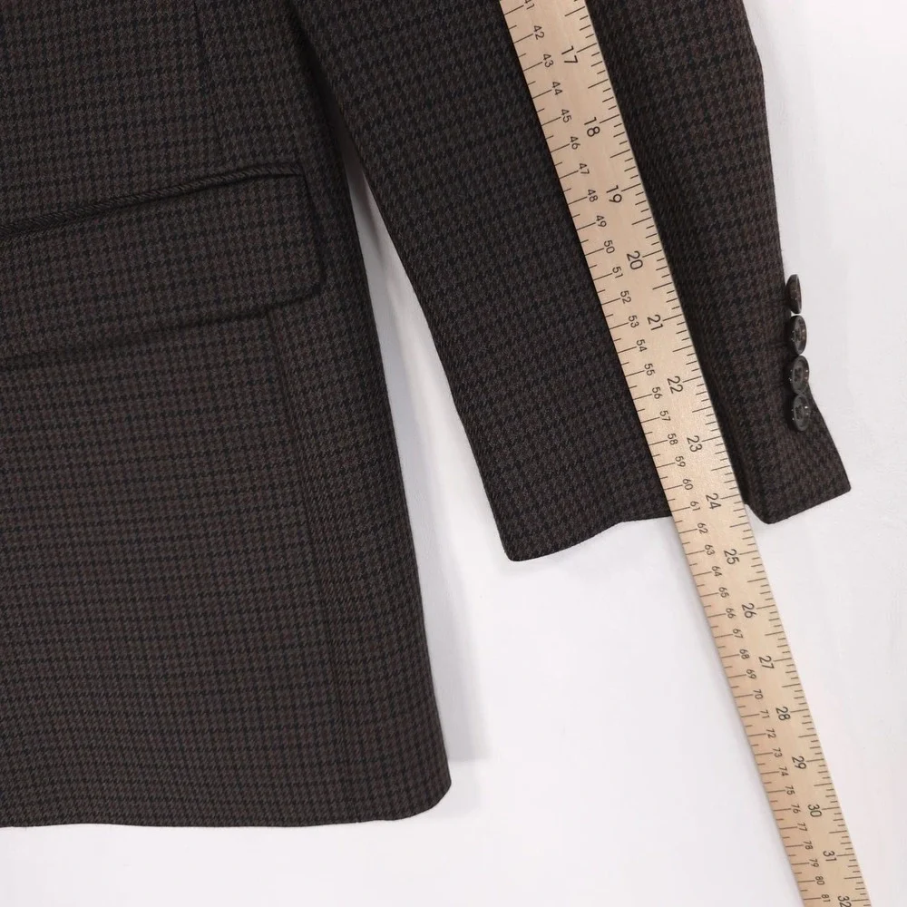 RALPH LAUREN Sport Coat Blazer 44 PURE NEW WOOL WOOLMARK Brown Plaid Elbow Patch